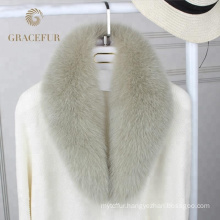 Excellent fast supplier detachable big real fox fur collar luxury